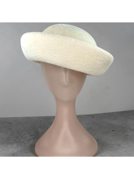 Vintage 1950s Italian Hare Fur Felt Cloche Hat Cream Joske’s Union Made main image 5
